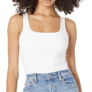 Abercrombie & Fitch Women's White Bare Seamless Square Neck Corset Tank Top Sm